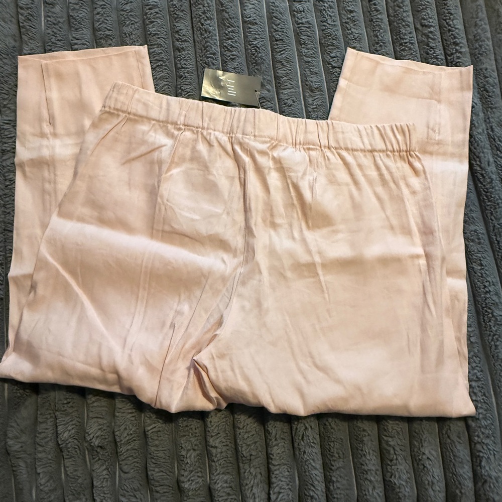 NWT J.Jill Pearl Pink Linen Cropped Pants Medium Petite - Picture 5 of 5